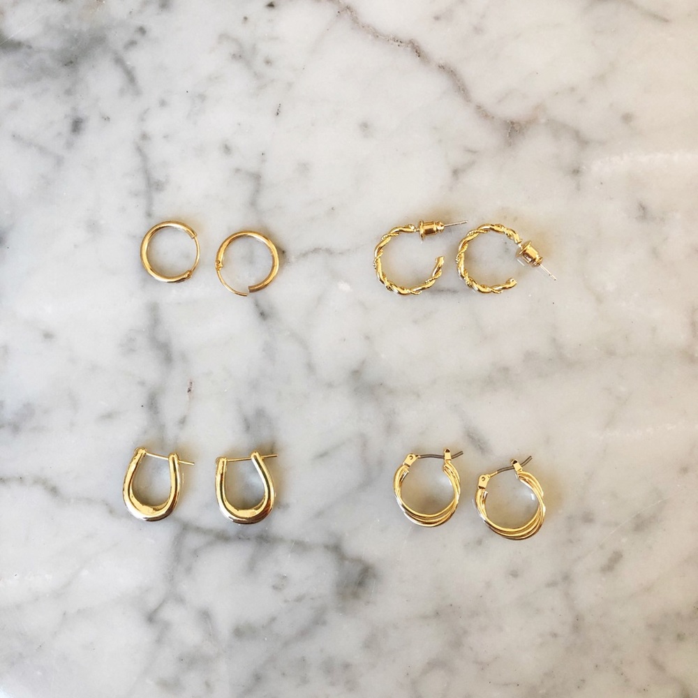 NWT Assorted Mini Gold Hoop Earrings Set